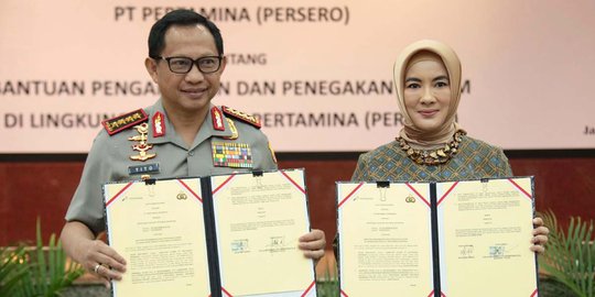 Polri dan Pertamina Teken Kerjasama Bantuan Pengamanan dan Penegakan Hukum