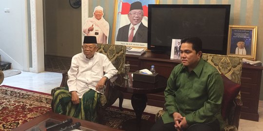 Erick Thohir Temui Ma'ruf Amin: Enggak Janjian Bisa Sama-Sama Hijau