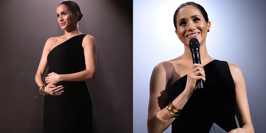 Pamer Perut, Meghan Markle Memesona dengan Gaun Hitam di British Fashion Awards 2018