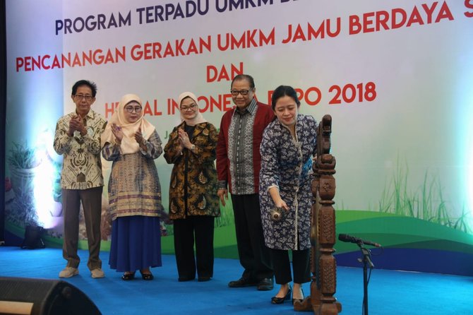 menko pmk puan maharani canangkan gerakan umkm jamu berdaya saing dan herbal indonesia expo 2018