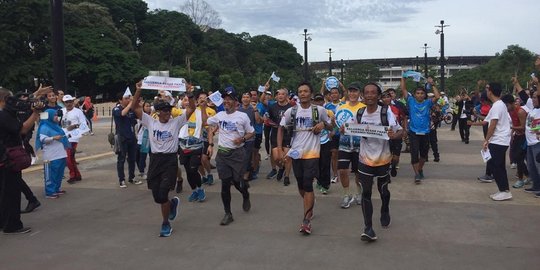 Tempuh 1.500 Km dari GWK Bali, 4 Pelari Kampanyekan Antinarkoba Tiba di Jakarta