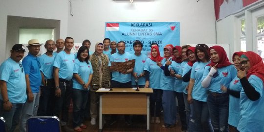 Kerabat 85 Alumni Lintas SMA Deklarasi Dukung Prabowo-Sandi