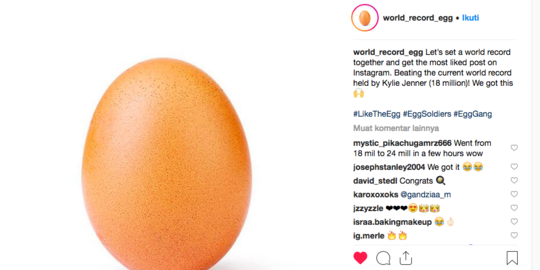 Cuma Foto Telur, Tetapi Panen Puluhan Juta Like di Instagram