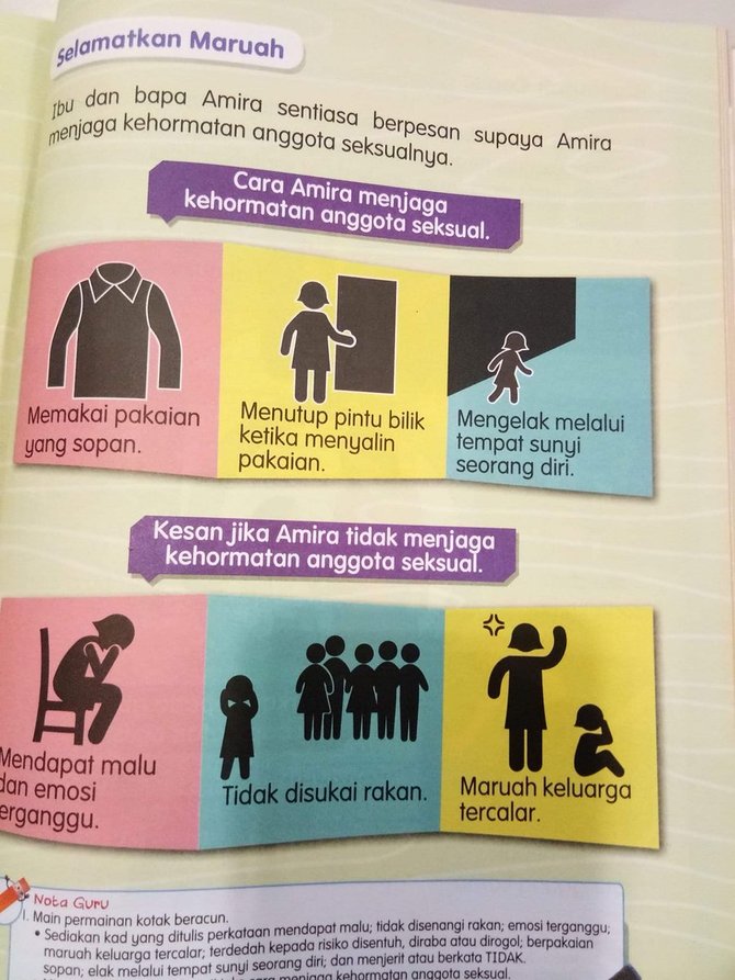 halaman buku sekolah di malaysia sudutkan anak perempuan