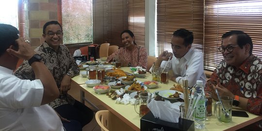Keakraban Jokowi, Prasetio dan Anies Baswedan Makan Bersama Satu Meja