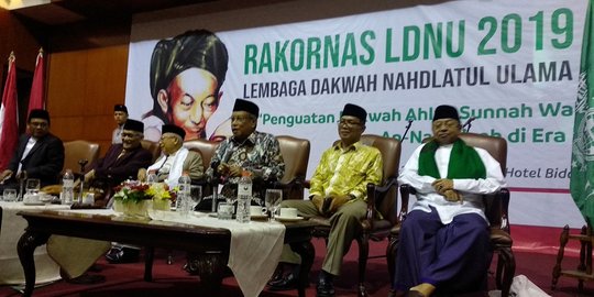 Ma'ruf Amin Hadiri Rakornas LDNU, Jemaah Teriak 'Menang'