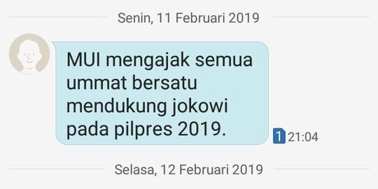 Cek Fakta: Hoaks SMS dari MUI Ajak Dukung Jokowi