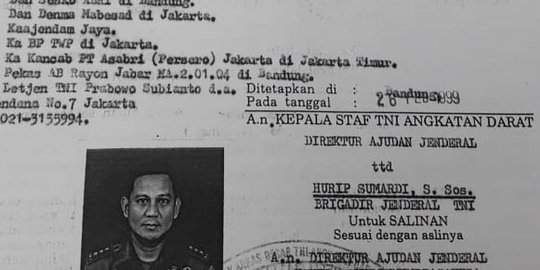 Beredar Surat Pensiun Prabowo, Pangkat Letjen dapat Rp 330 Ribu Per Bulan