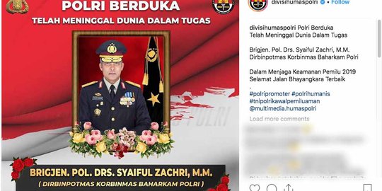 Brigjen Pol Syaiful Zachri Meninggal akibat Serangan Jantung