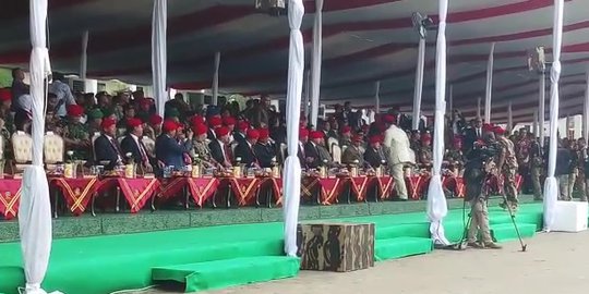 Pakai Baret Merah, Prabowo Hadiri HUT ke-67 Kopassus di Cijantung