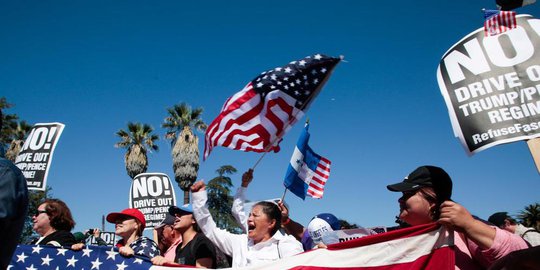 demonstrasi para serikat pekerja amerika