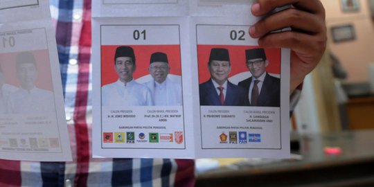 Situng KPU 89,42%: Jokowi-Ma'ruf 55,76% dan Prabowo-Sandiaga 44,24%