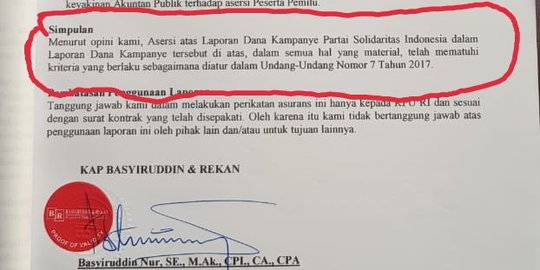 Audit Kantor Akuntan Publik Sebut Laporan Dana Kampanye PSI Memenuhi Kriteria