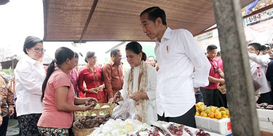 Tinjau Revitalisasi Pasar Sukawati Bali, Jokowi dan Iriana Belanja Buah