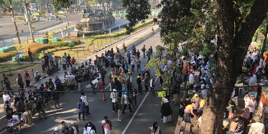 Massa Pengawal Sidang Putusan MK Sudah Penuhi Kawasan Patung Kuda