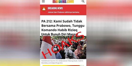 Hoaks Catut Nama Merdeka.com Soal Tunggu Komando Habib Rizieq Bunuh Diri Massal