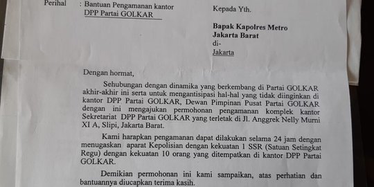 Golkar Memanas Jelang Munas, Pengamanan di Kantor DPP Diperketat