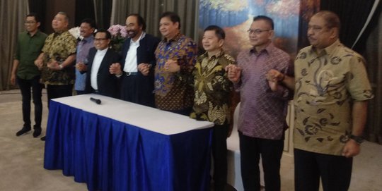 PDIP Absen Rapat 4 Ketum Parpol, Paloh Garuk Kepala, Suharso Colek Airlangga