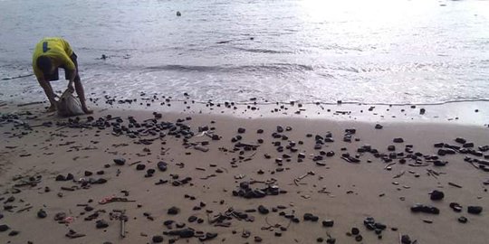 Pantai di Pandeglang Menghitam Usai 7 Ribu Ton Batu Bara Tumpah