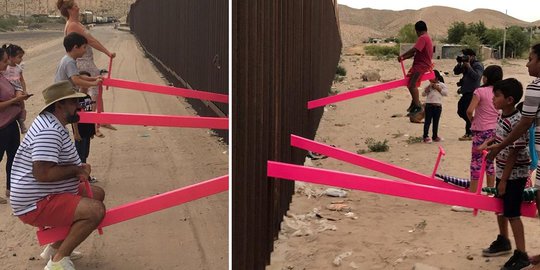 Tembok Perbatasan AS-Meksiko Jadi Arena Permainan Jungkat-Jungkit