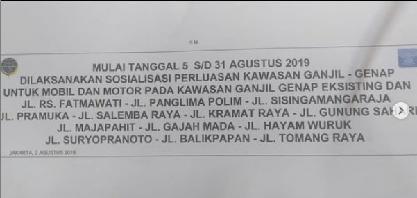 selebaran beredar lokasi ganjil genap motor