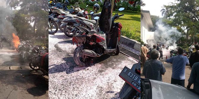 Satu Unit Motor Terbakar di Parkiran Gedung Kemlu