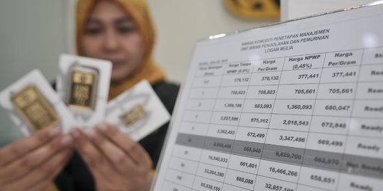 Harga Emas Naik Rp7.000 Menjadi Rp753.000 per Gram