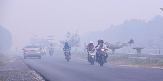 Jarak Pandang Terhalang Kabut Asap di Palangka Raya