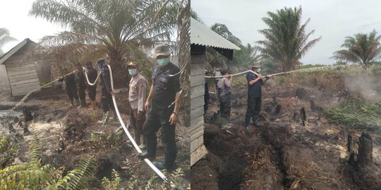 Brimob Bantu Padamkan Lima Hektare Lahan di Rokan Hilir