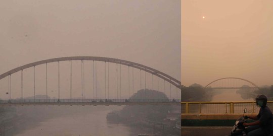 Udara di Riau Menguning Akibat Kabut Asap, Jarak Pandang Hanya 500 Meter