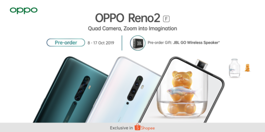 Pre-Order OPPO Reno2 F Sekarang di Shopee, Gratis Speaker Bluetooth JBL Go 1