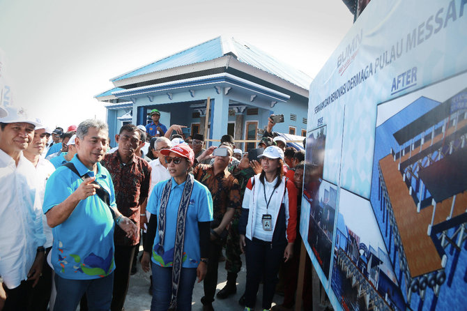 bri bangun sarana umum dermaga dan pendidikan di pulau messah