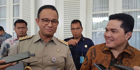 Sambangi Balai Kota, Erick Tohir Bahas Integrasi Sistem Transportasi dengan Anies