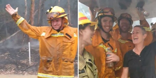 Video Pemadam Kebakaran Hutan Australia Menari Kegirangan Saat Hujan Turun