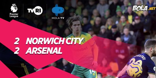 Hasil Premier League: Norwich City Tahan Imbang Arsenal 2-2