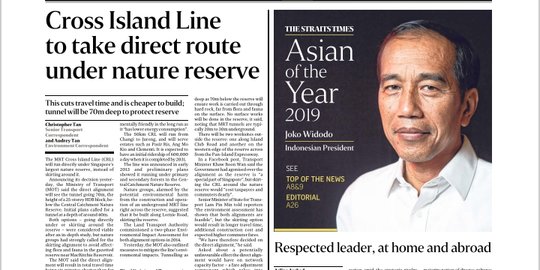 Jokowi Raih Anugerah Asian of The Year dari The Straits Times Singapura