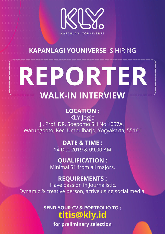 walk in interview reporter kly yogya