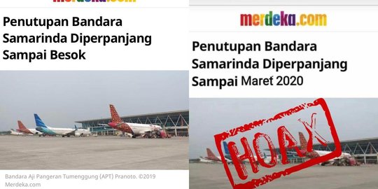 CEK FAKTA: Hoaks Catut Nama Merdeka.com Soal Penutupan Bandara Samarinda Hingga 2020