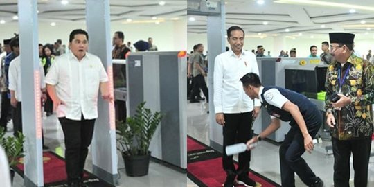 Jokowi Hingga Menteri Lewati Pemeriksaan Bandara, Ekspresi Erick Thohir Jadi Sorotan