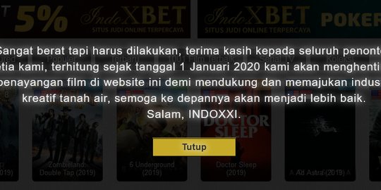 Diblokir Kominfo, INDOXXI Sampaikan Salam Perpisahan Sampai Bikin Netizen Sedih