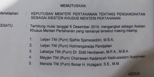 Prabowo Tunjuk Eks Komandan Tim Mawar Jadi Penasihat Menhan