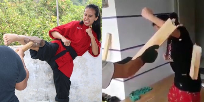 Kuatnya Pesilat Cantik Chintya Chandranaya, Besi Ditendang Bengkok dan Tembok Retak