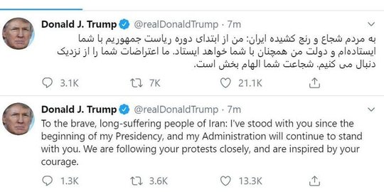 Berkicau Dalam Bahasa Persia, Donald Trump Akui Terinspirasi Keberanian Rakyat Iran