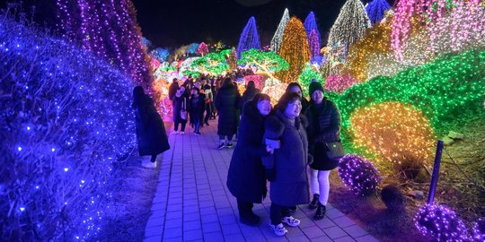 Gemerlap Lampu Malam di Festival Cahaya Garden of Morning Calm, Korea Selatan