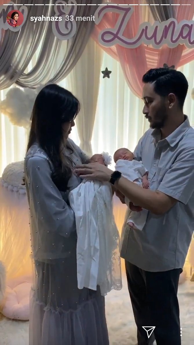 syahnaz dan jeje gelar acara akikah untuk bayi kembarnyainstagram syahnaz