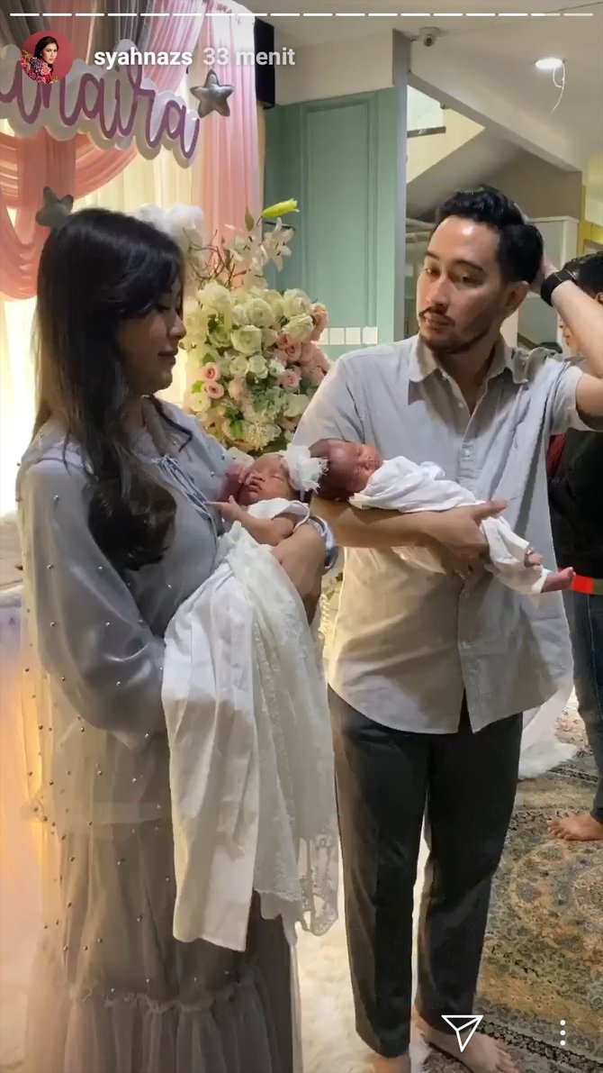 syahnaz dan jeje gelar acara akikah untuk bayi kembarnyainstagram syahnaz