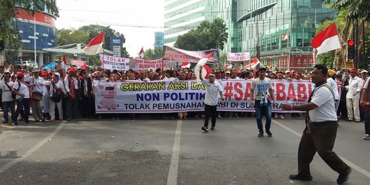 Tolak Pemusnahan Babi, Massa #Savebabi Demo di Kantor DPRD Sumut