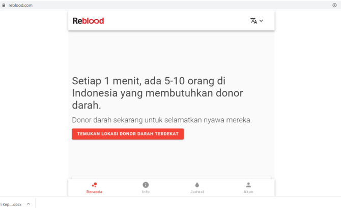 tampilan website rebloodcom