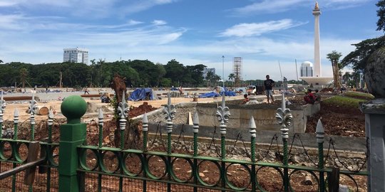 Jejak Tanpa Bekas Pohon di Monas Usai Ditebas