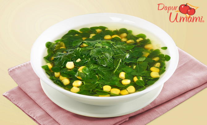 ilustrasi sayur bening daun kelor